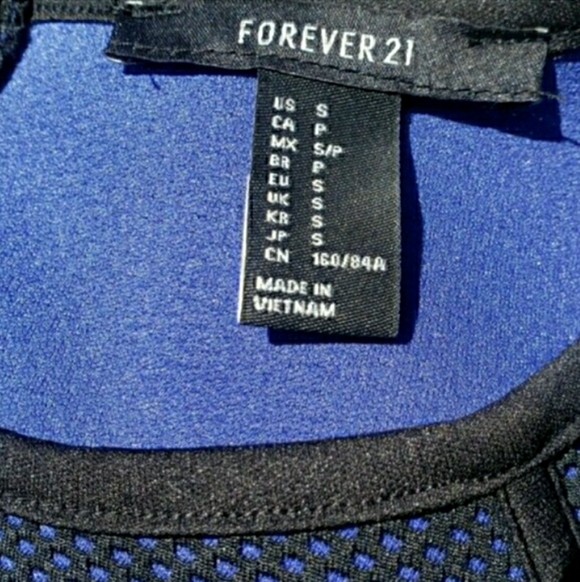 Fit Flare Tank Dress Sleeveless Stretch F21 Black Blue Small 💙 NEW - Picture 7 of 11